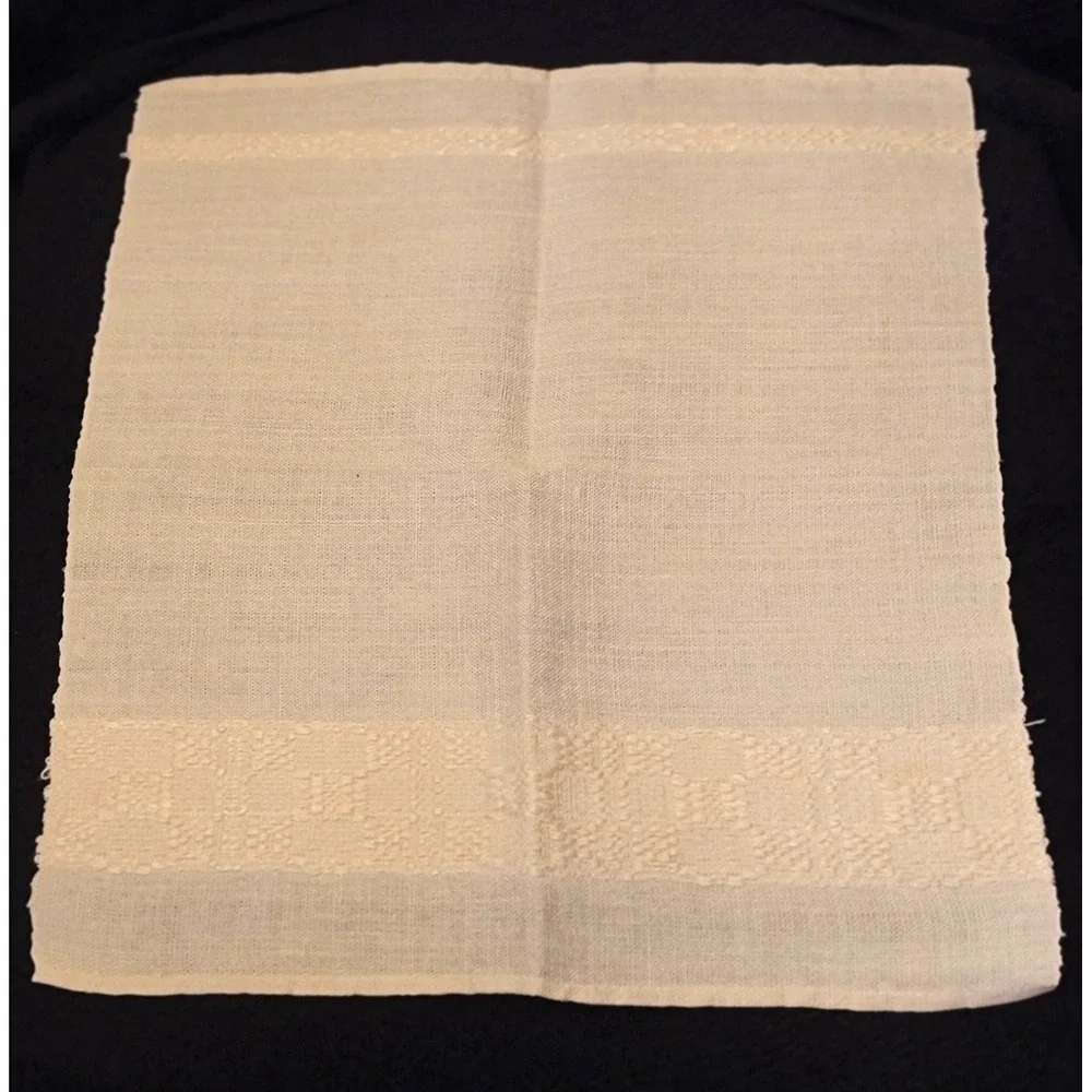 Set of Three Vintage Tone-on-Tone Embroidered Napkins